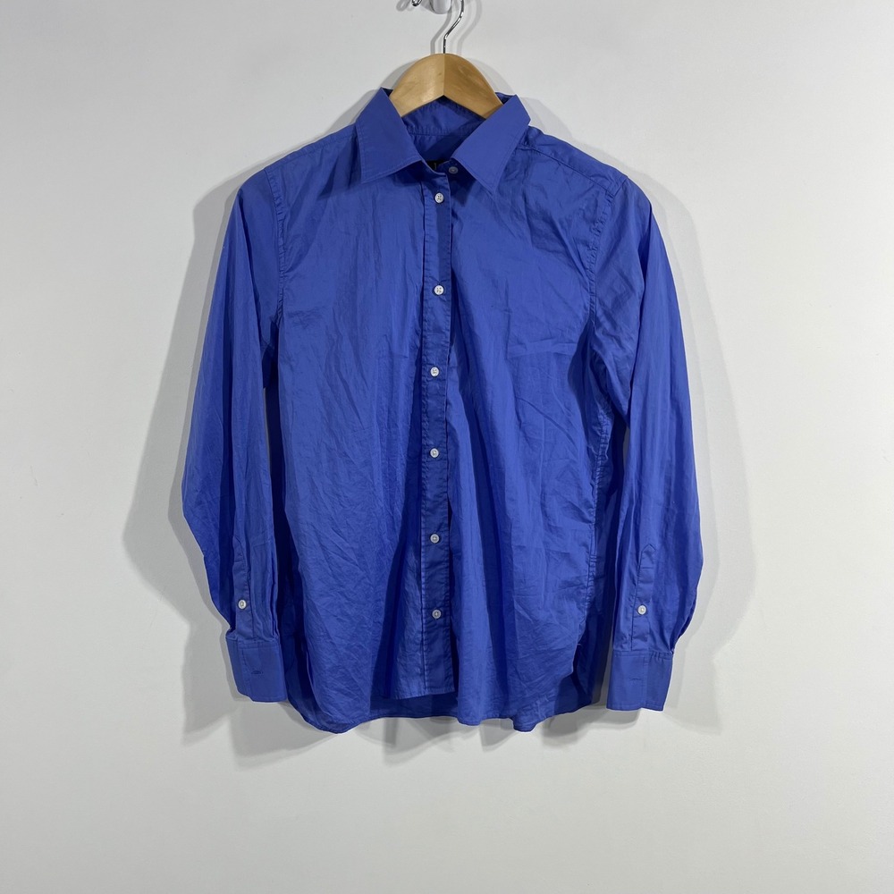 J.Crew Jules Classic Fit Button Down Shirt Preppy Old Money Blue Cotton Size 4